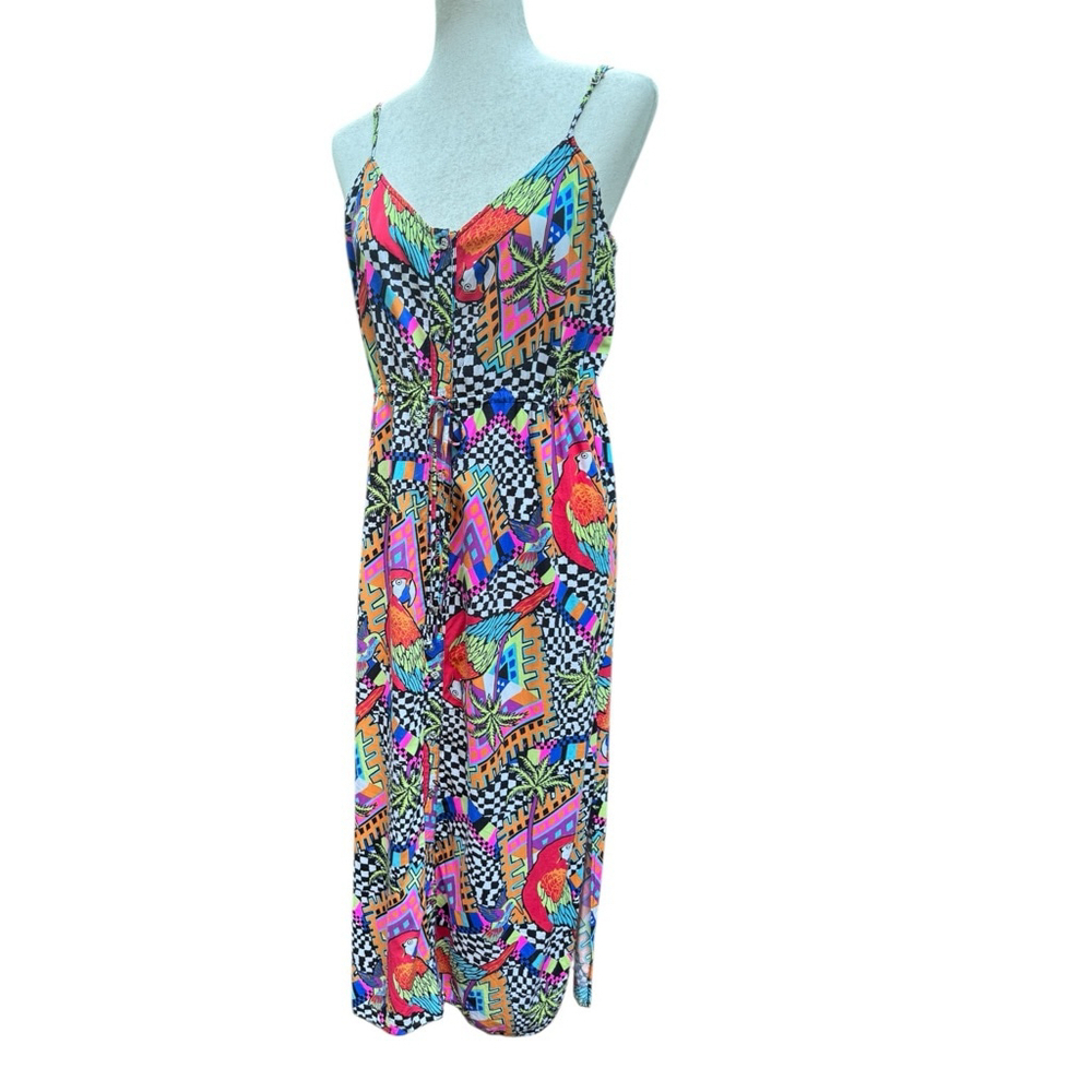 Mara Hoffman Swim Collection Parrot Print Midi Dress Size M – Tropical Festival - Picture 2 of 12